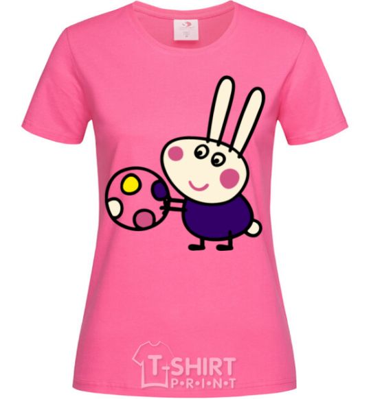 Женская футболка Заяц с мячом Ярко-розовый фото