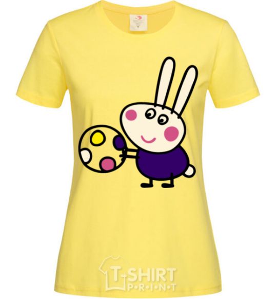 Женская футболка Заяц с мячом Лимонный фото