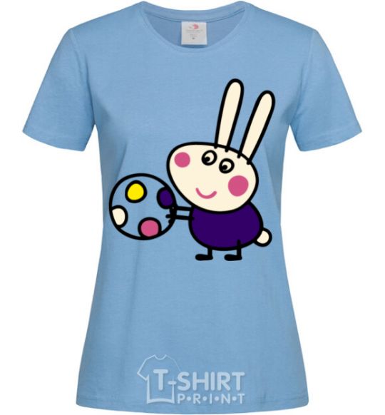 Женская футболка Заяц с мячом Голубой фото