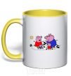 Mug with a colored handle A family in a puddle yellow фото