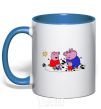 Mug with a colored handle A family in a puddle royal-blue фото