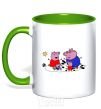 Mug with a colored handle A family in a puddle kelly-green фото