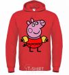 Men`s hoodie Peppa in a swimsuit bright-red фото