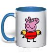 Mug with a colored handle Peppa in a swimsuit royal-blue фото