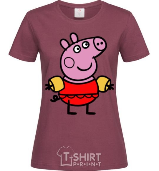 Women's T-shirt Peppa in a swimsuit burgundy фото
