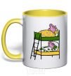 Mug with a colored handle Peppa and George's dream yellow фото