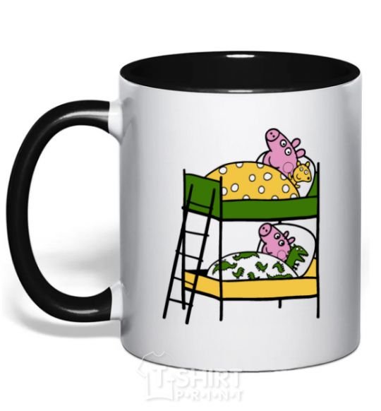 Mug with a colored handle Peppa and George's dream black фото