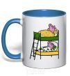 Mug with a colored handle Peppa and George's dream royal-blue фото