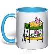 Mug with a colored handle Peppa and George's dream sky-blue фото