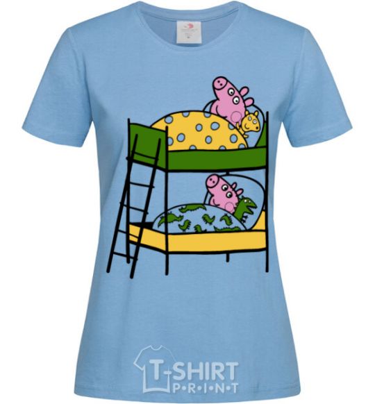 Women's T-shirt Peppa and George's dream sky-blue фото