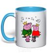 Mug with a colored handle A family of kings sky-blue фото