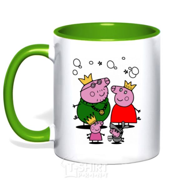 Mug with a colored handle A family of kings kelly-green фото