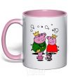Mug with a colored handle A family of kings light-pink фото