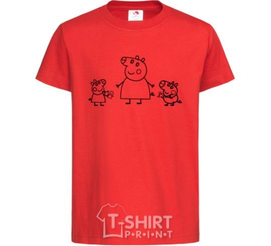 Kids T-shirt Peppa Pig Mama and George red фото