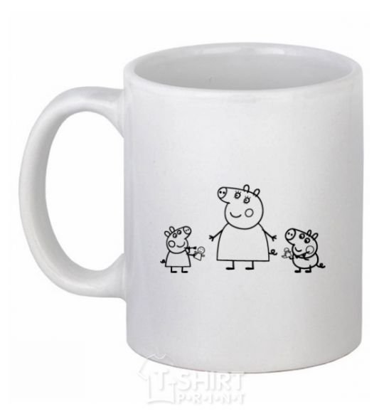 Ceramic mug Peppa Pig Mama and George White фото