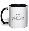 Mug with a colored handle Peppa Pig Mama and George black фото