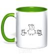 Mug with a colored handle Peppa Pig Mama and George kelly-green фото
