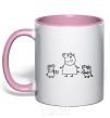 Mug with a colored handle Peppa Pig Mama and George light-pink фото