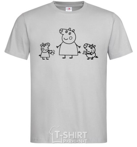 Men's T-Shirt Peppa Pig Mama and George grey фото