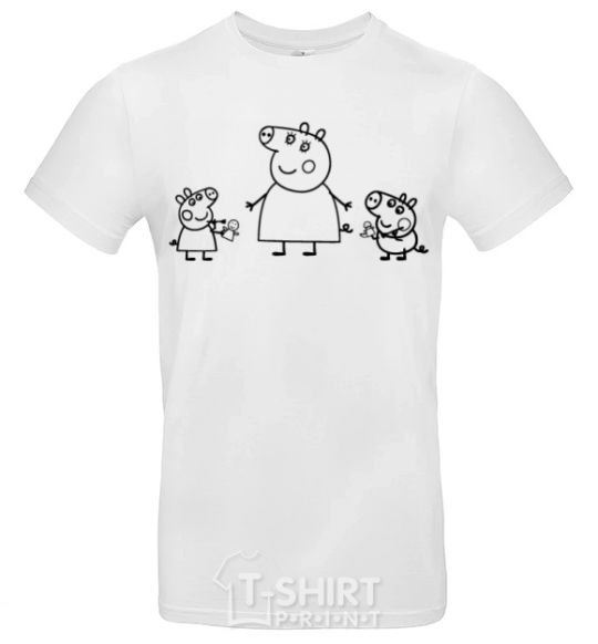 Men's T-Shirt Peppa Pig Mama and George White фото