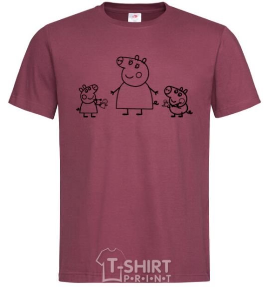 Men's T-Shirt Peppa Pig Mama and George burgundy фото