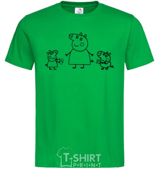 Men's T-Shirt Peppa Pig Mama and George kelly-green фото