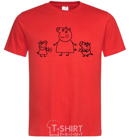 Men's T-Shirt Peppa Pig Mama and George red фото