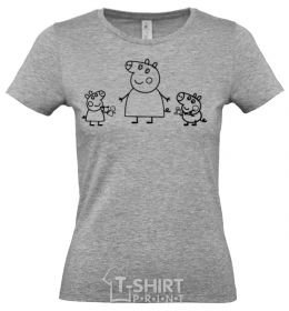 Women's T-shirt Peppa Pig Mama and George grey фото