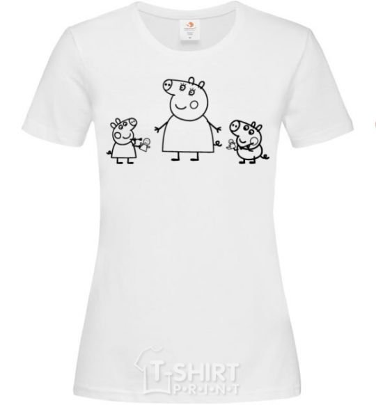 Women's T-shirt Peppa Pig Mama and George White фото