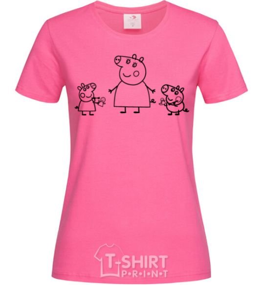 Женская футболка Пеппа мама Свинка и Джрдж Ярко-розовый фото