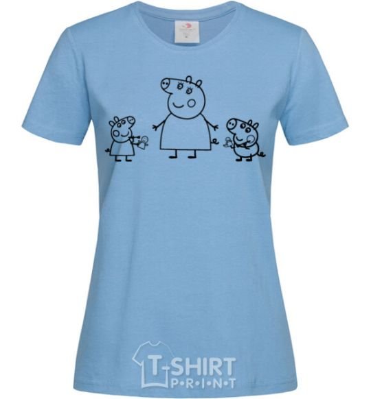 Женская футболка Пеппа мама Свинка и Джрдж Голубой фото