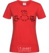 Women's T-shirt Peppa Pig Mama and George red фото