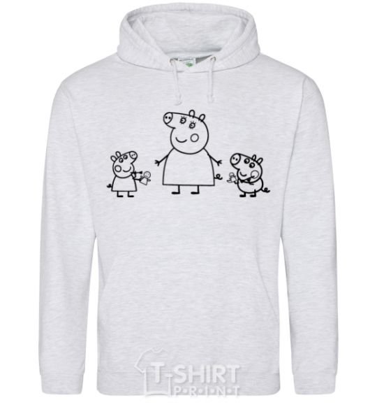 Men`s hoodie Peppa Pig Mama and George sport-grey фото