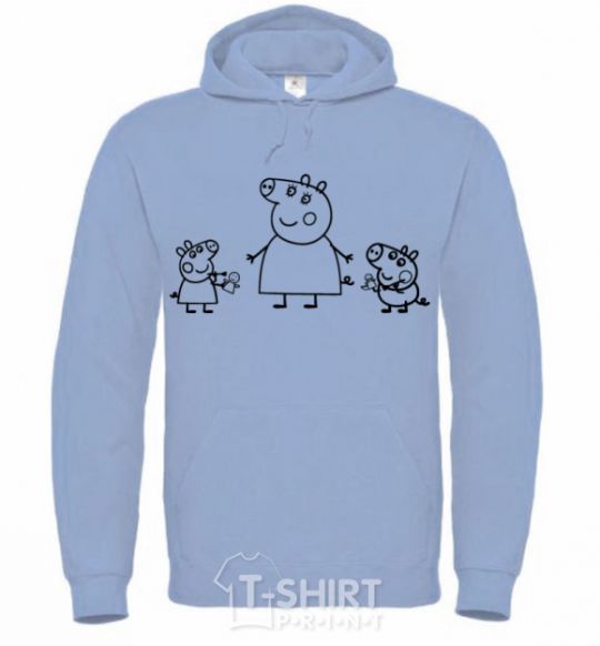 Men`s hoodie Peppa Pig Mama and George sky-blue фото