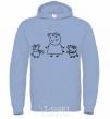 Men`s hoodie Peppa Pig Mama and George sky-blue фото