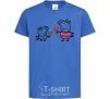 Kids T-shirt Peppa and George with ice cream royal-blue фото