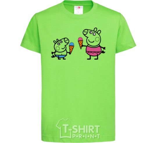 Kids T-shirt Peppa and George with ice cream orchid-green фото