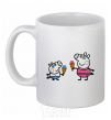 Ceramic mug Peppa and George with ice cream White фото