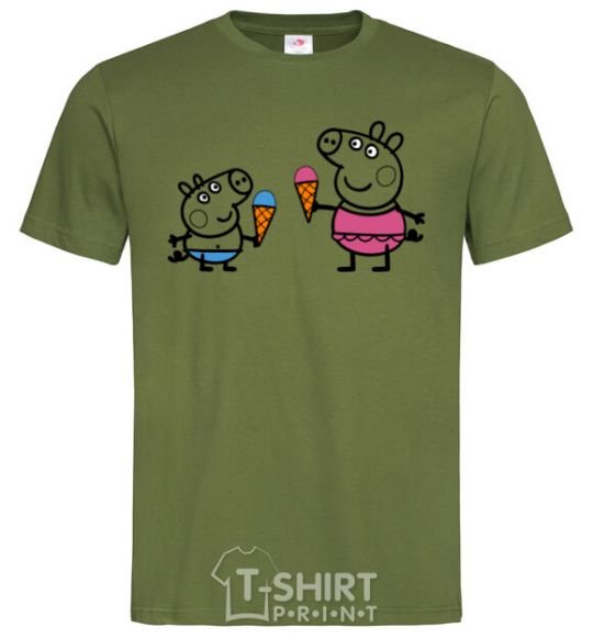 Men's T-Shirt Peppa and George with ice cream millennial-khaki фото
