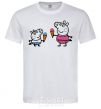 Men's T-Shirt Peppa and George with ice cream White фото
