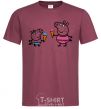 Men's T-Shirt Peppa and George with ice cream burgundy фото