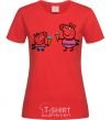 Women's T-shirt Peppa and George with ice cream red фото