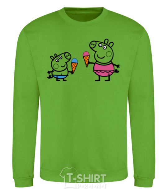 Sweatshirt Peppa and George with ice cream orchid-green фото