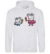 Men`s hoodie Peppa and George with ice cream sport-grey фото