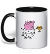 Mug with a colored handle Daddy Pig Number One black фото