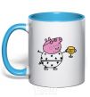 Mug with a colored handle Daddy Pig Number One sky-blue фото