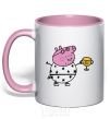 Mug with a colored handle Daddy Pig Number One light-pink фото