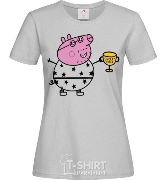 Women's T-shirt Daddy Pig Number One grey фото