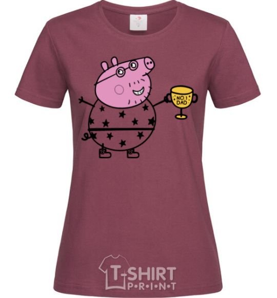Women's T-shirt Daddy Pig Number One burgundy фото