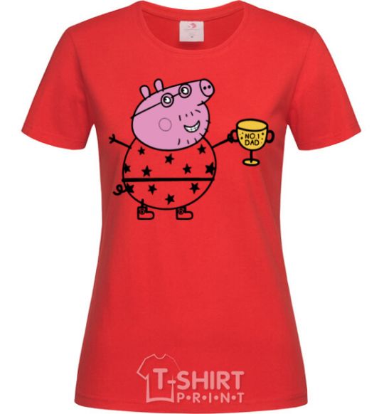 Women's T-shirt Daddy Pig Number One red фото